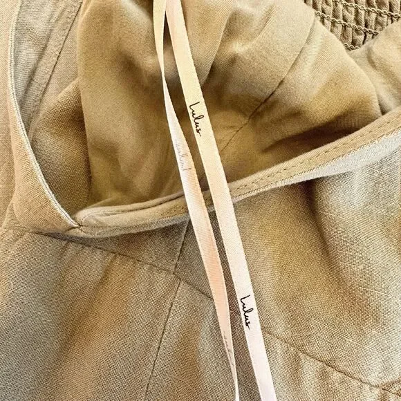 Lulus Small Sage‎ Green Striped Jumpsuit Wide Leg Button Front Adjustable Straps - Picture 13 of 16